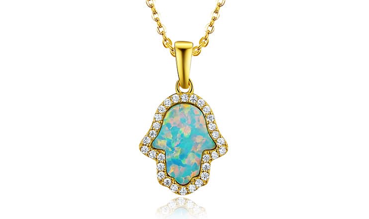 opal hamsa necklace jewelry sanwa
