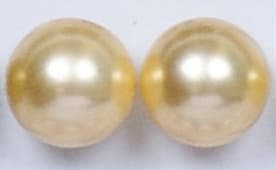 SKS simulated-pearl stud earrings with polished metal backs and luminous shell-pearl fronts