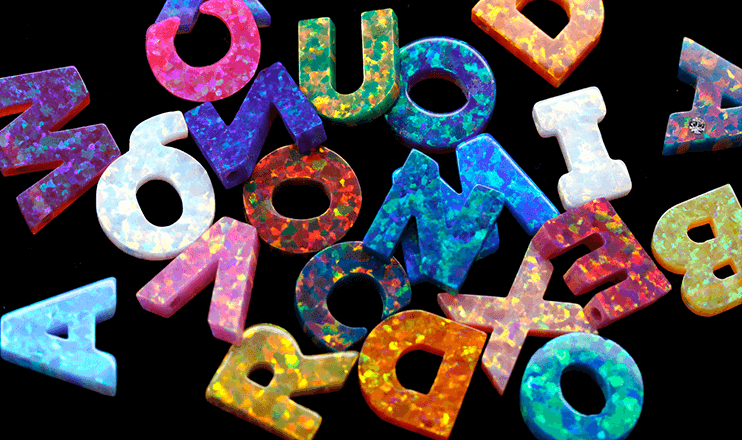 synthetic bello opal letters