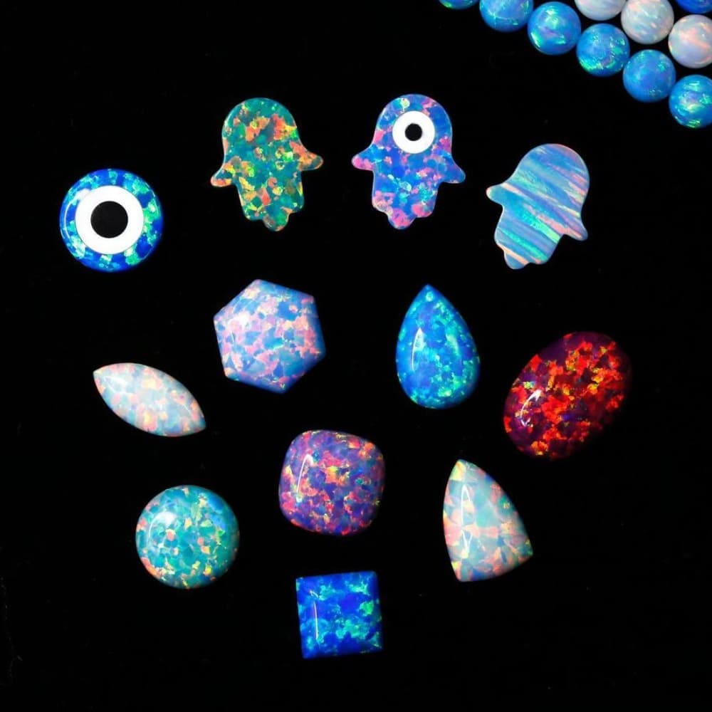 Specialized lab-cut opal pieces displaying expert gemstone processing craftsmanship