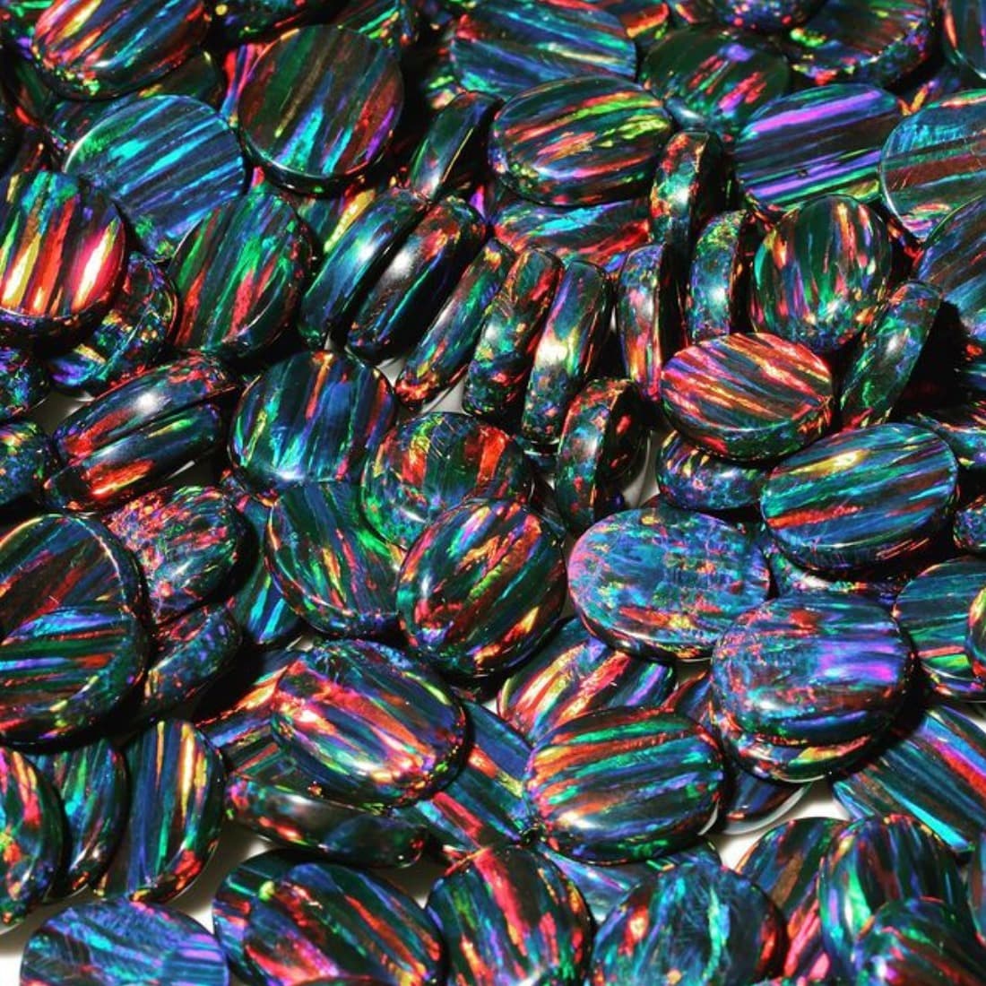 Diverse Bello Opal stones in multi-color palette showing global supply variety