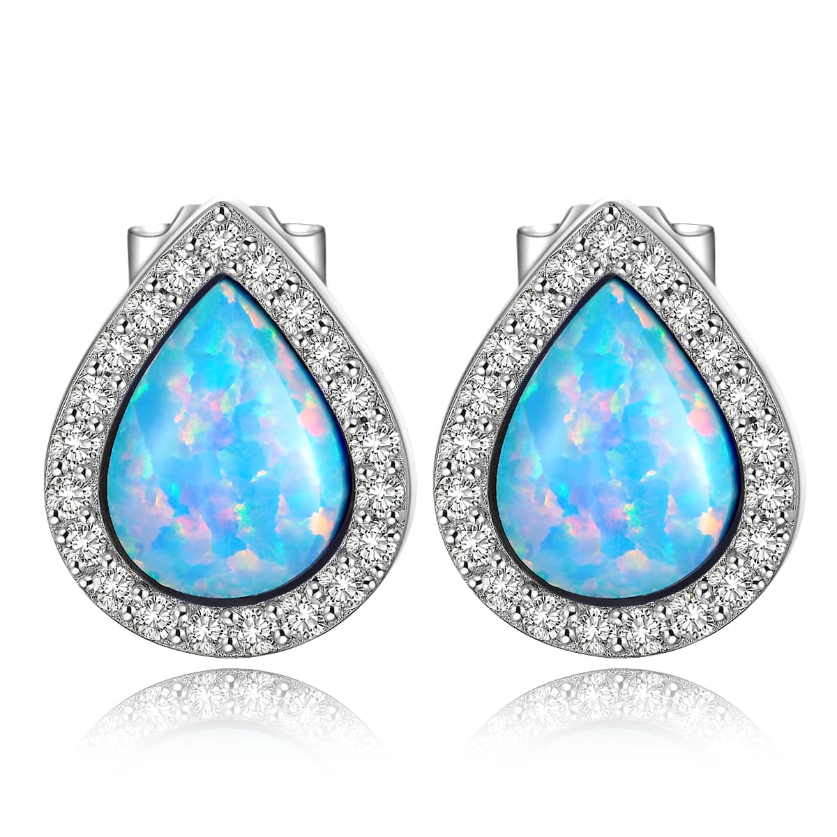 Blue opal earrings in 925 sterling silver
