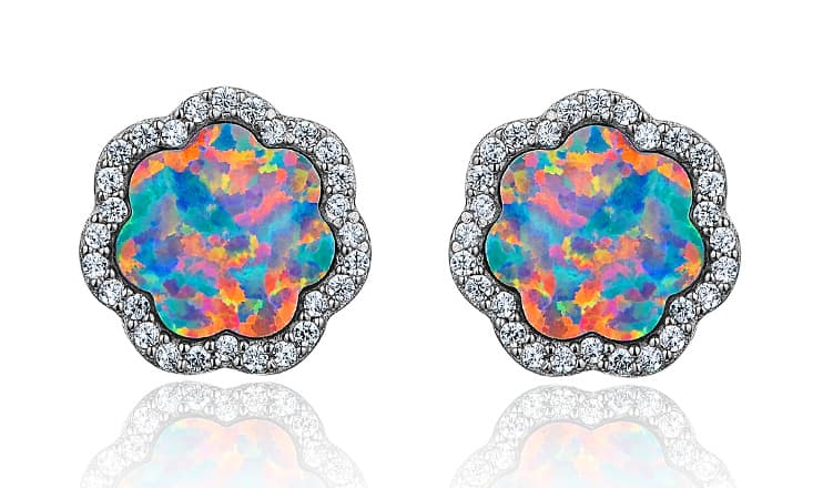 bello synthetic opal silver earrings op78