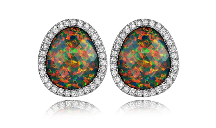 synthetic opal doublet earrings sanwa